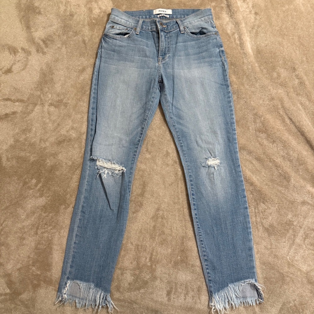 Pistola Distressed Skinny Jeans Size 26 Light Wash Frayed Step Hem P8034TEN-TDB